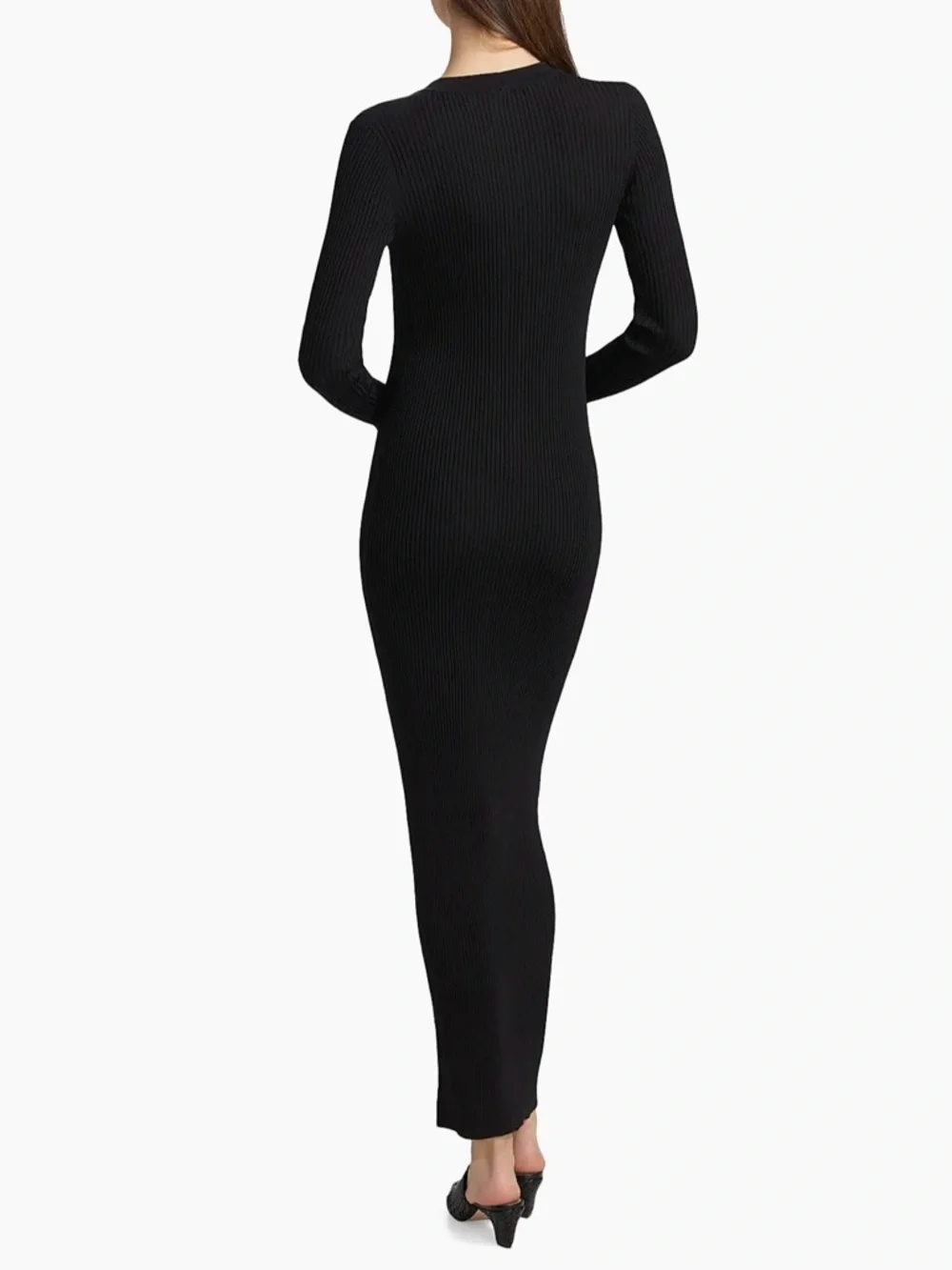 STAUD Shoko Sweater Maxi Dress Black Ribbed Button-Front Size Small Retails $225 - Picture 2 of 13